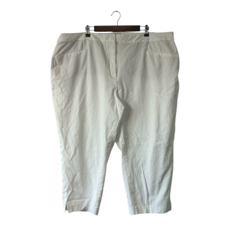 Talbots White Pull On Pants Ankle Length Cropped Lightweight Plus Size 26W